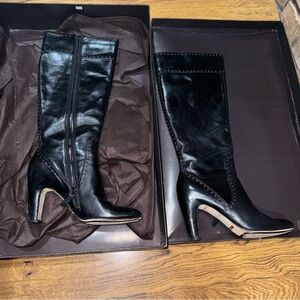 Nike Air Cole Haan Tall Black Studded Leather Heel Boots MICA Style Sz 9